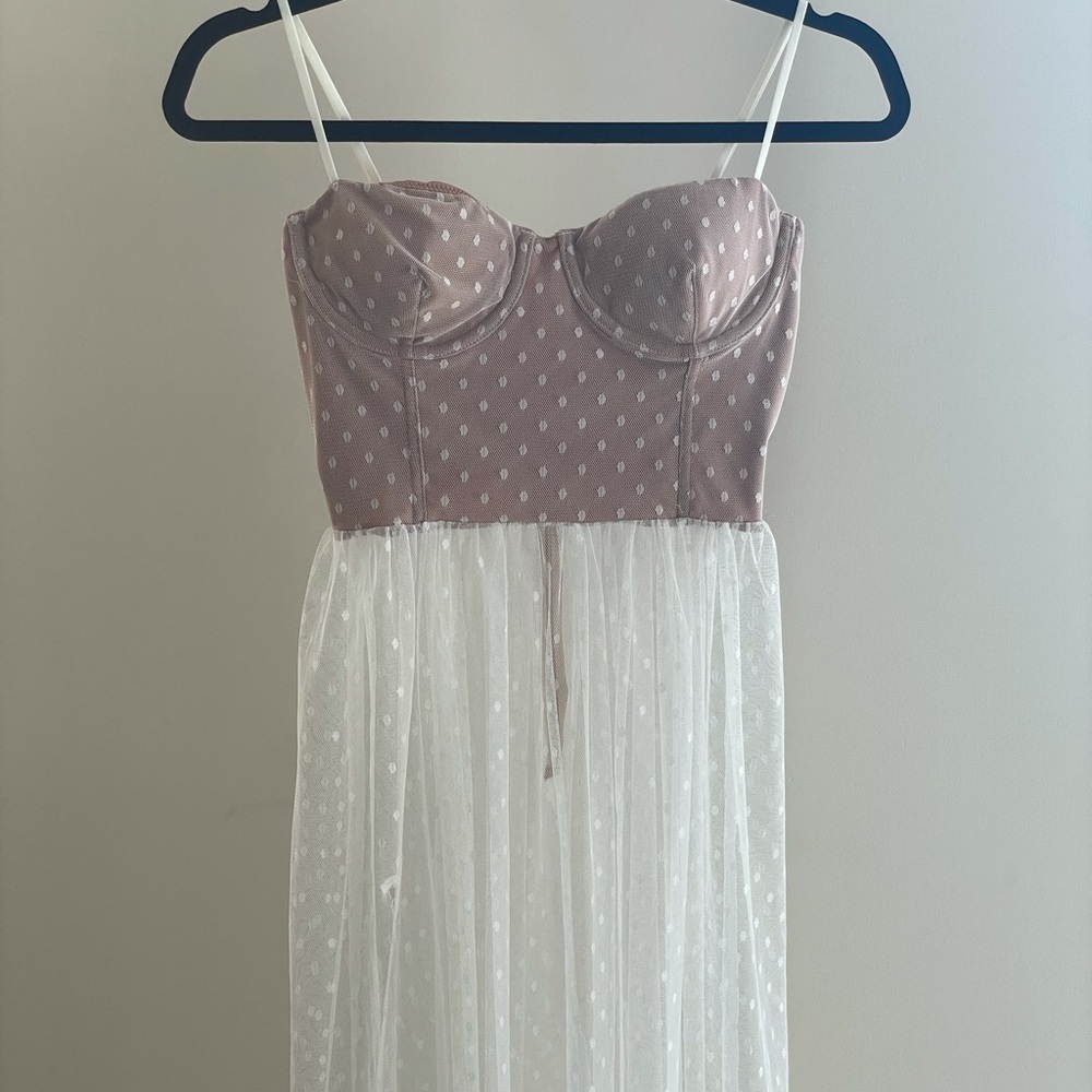 Tan and white dress